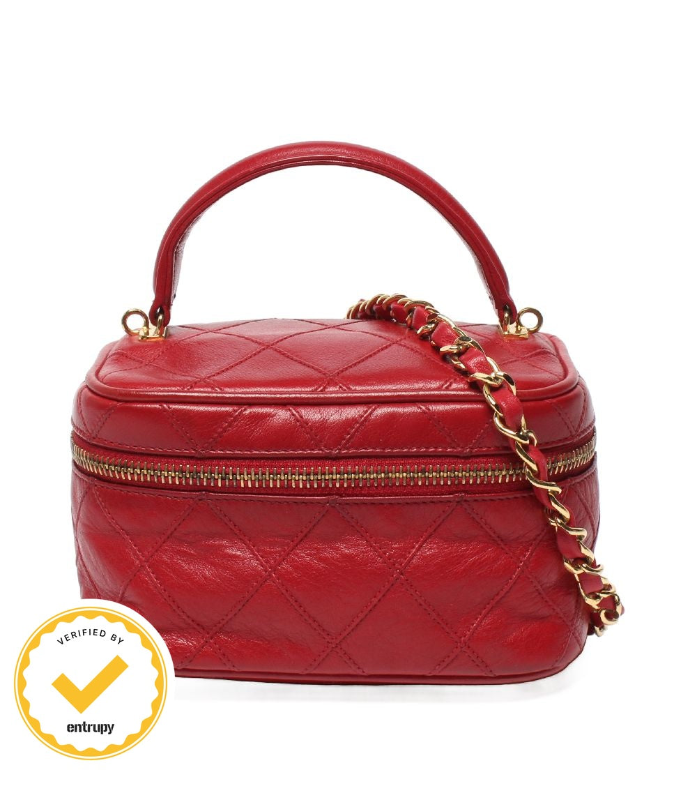 Chanel 2-Way Chain Shoulder Bag Crossbody Vanity Gold