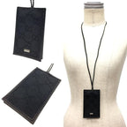 Gucci Sale GG Canvas Clochette Necklace Key Ring Holder Charm Black