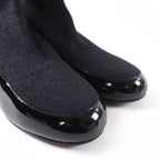 Chanel Patent Leather Logo Knit Socks Boots Ankle Black 34.5 — view 7