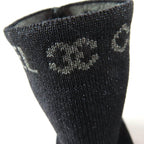 Chanel Patent Leather Logo Knit Socks Boots Ankle Black 34.5 — view 9