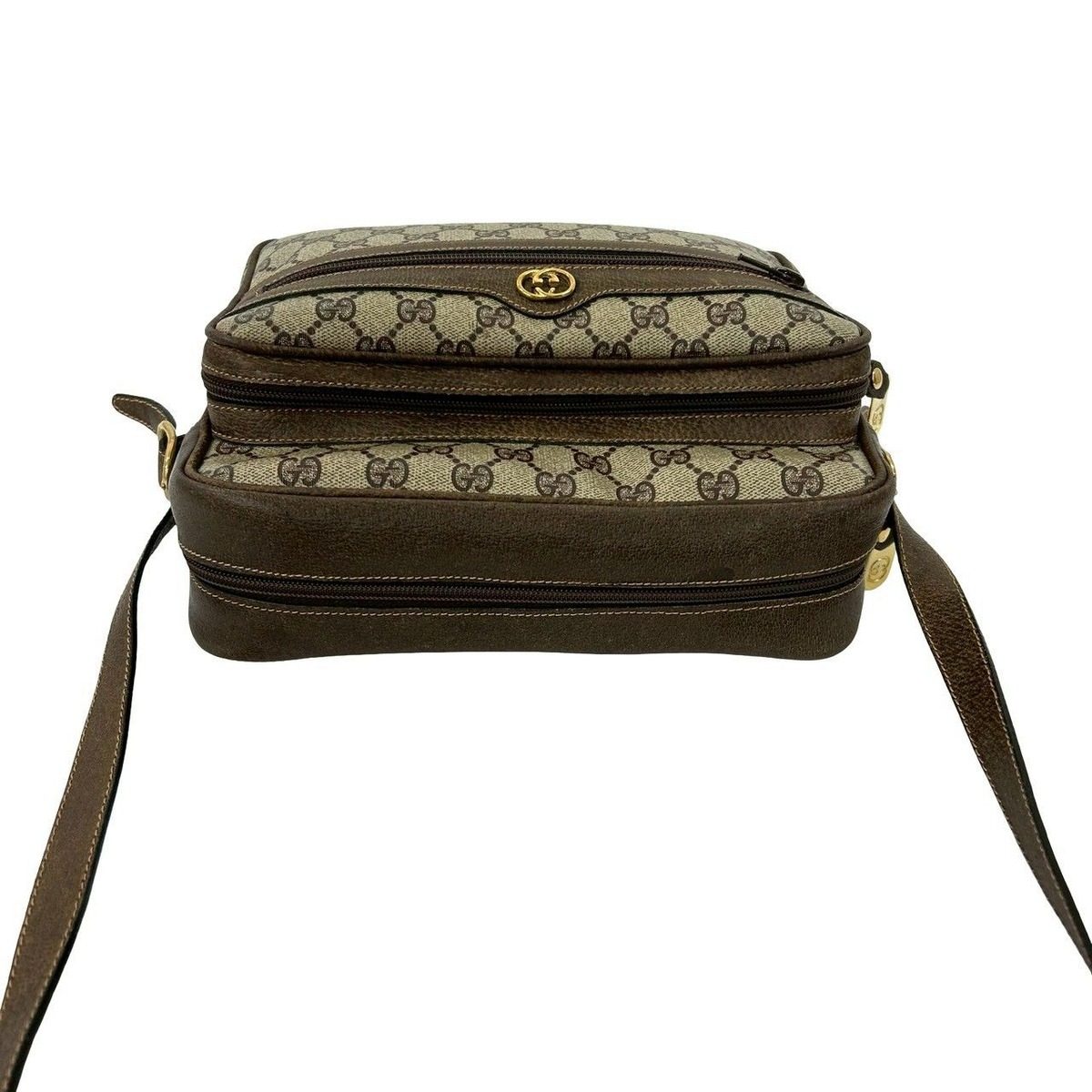 Gucci Vintage GG Logo Leather Shoulder Bag Pochette Crossbody Black — view 4