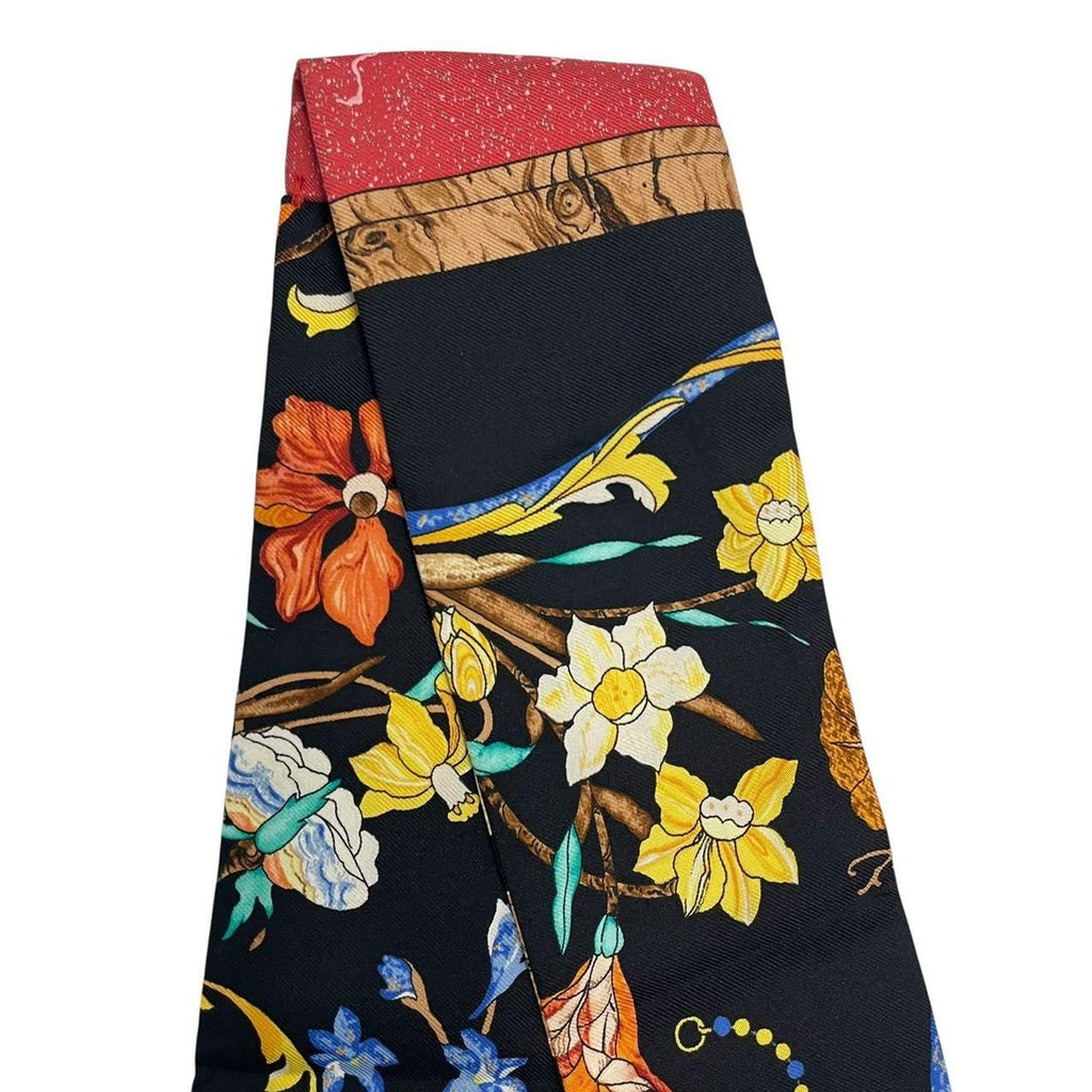 Hermes Twilly Scarf Silk Floral Pattern Multicolor — view 2