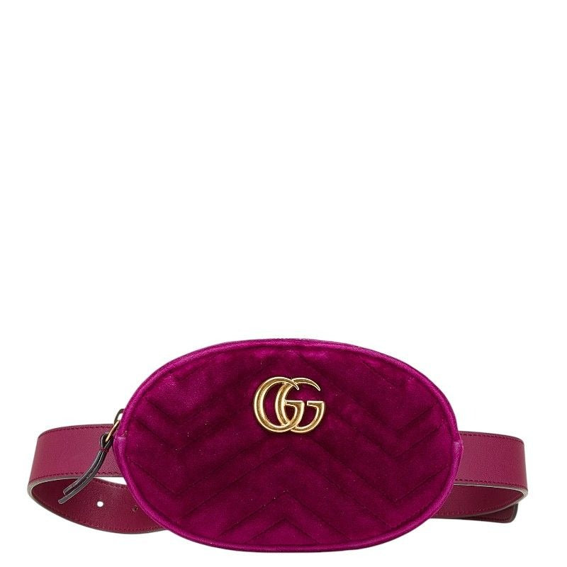 Gucci GG Marmont Quilted Belt Bag Purple Velour Leather
