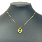 Christian Dior GP Rhinestone Oval Logo Necklace Gold