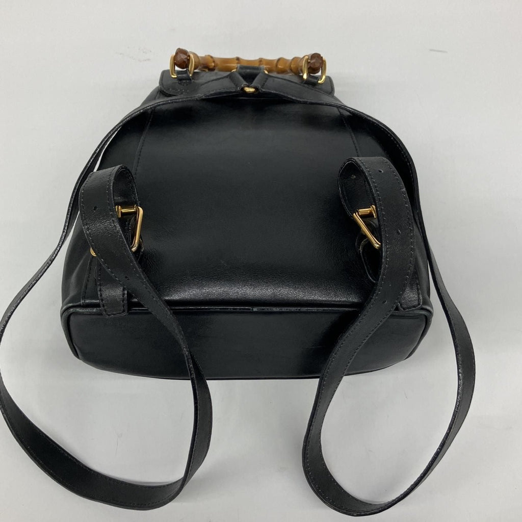 Gucci Leather Bamboo Mini Backpack Partly Damaged 003-2034-0030 Black — view 4