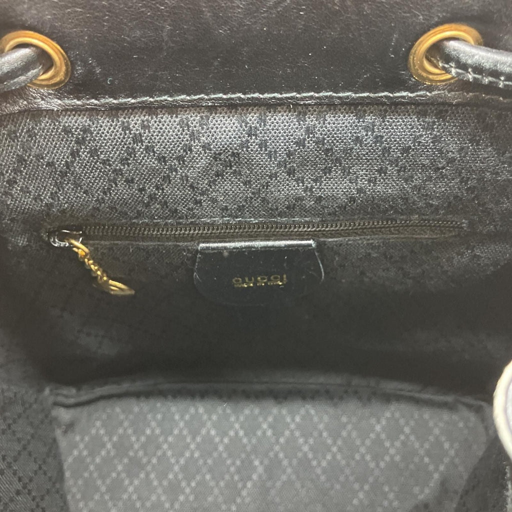 Gucci Leather Bamboo Mini Backpack Partly Damaged 003-2034-0030 Black — view 5