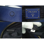 Prada Leather Shoulder Bag Tote Blue — view 9
