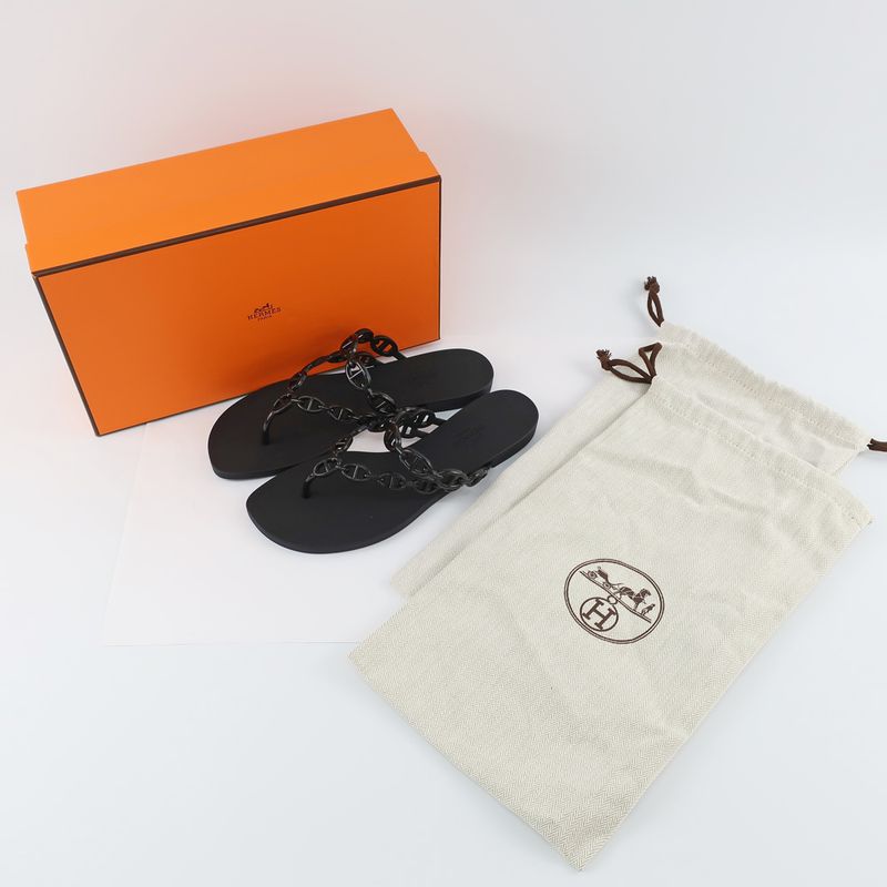 Hermes Island Sandals Chaine D'ancre Black Rubber Size 36 — view 9