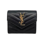 Saint Laurent Trifold Wallet Monogram Compact Threefold Textured