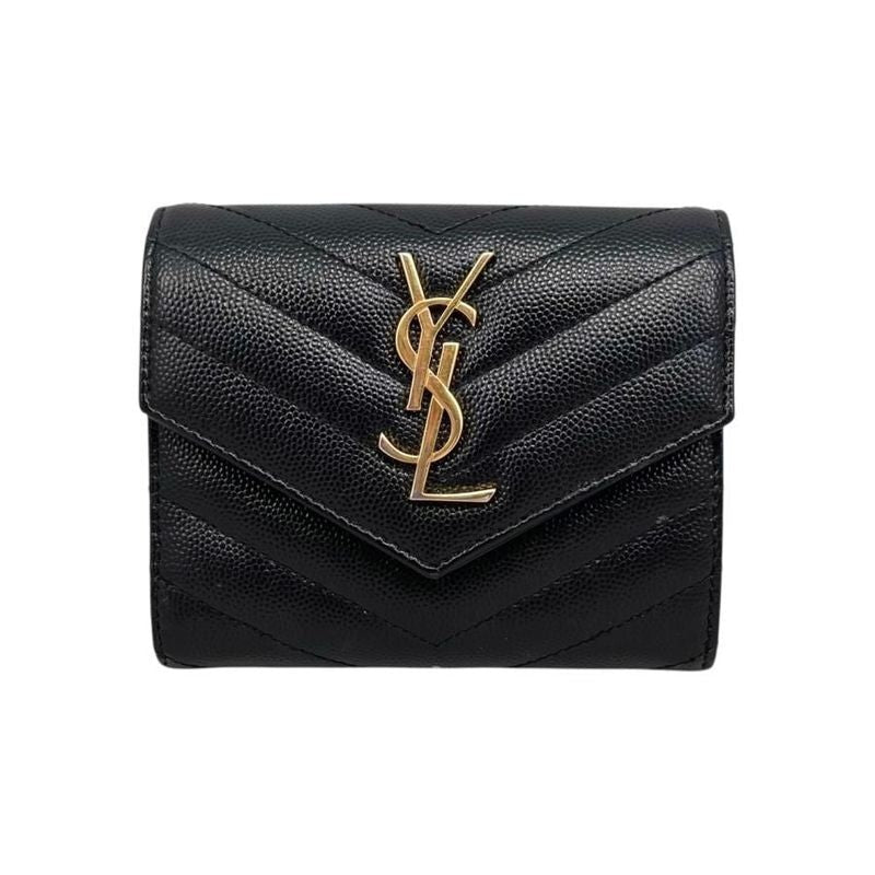 Saint Laurent Trifold Wallet Monogram Compact Threefold Textured