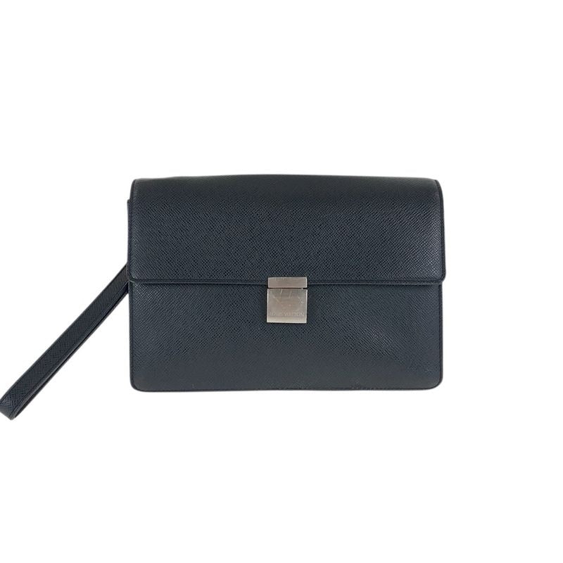 Louis Vuitton Taiga Selenga Black Silver Hardware Leather Second Bag Clutch — view 2