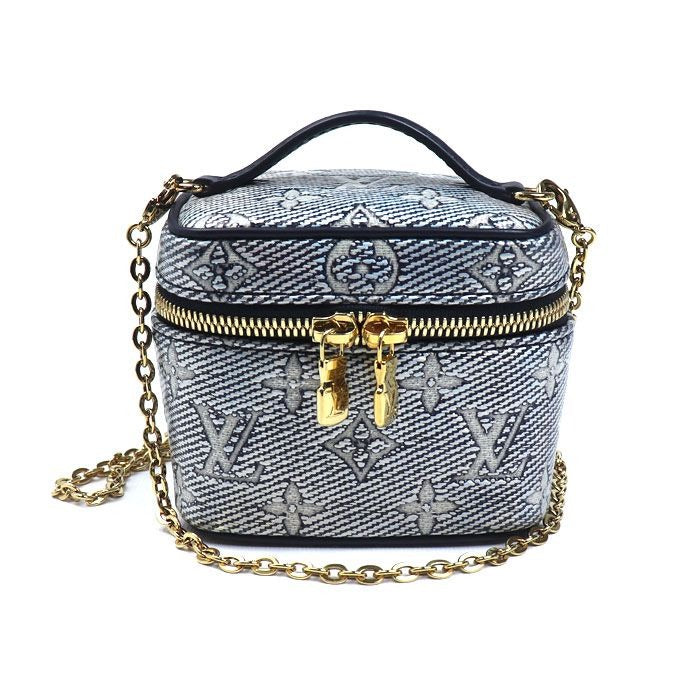 Louis Vuitton Monogram Laminated Jacquard Micro Vanity Shoulder Bag Navy