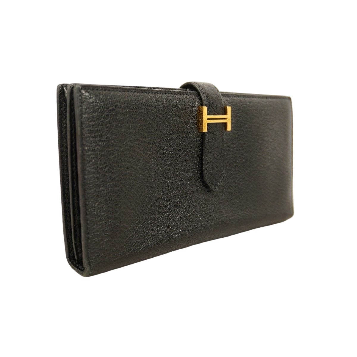 Hermes Wallet Bearn Souffle Chevre Misor Black Gold — view 2