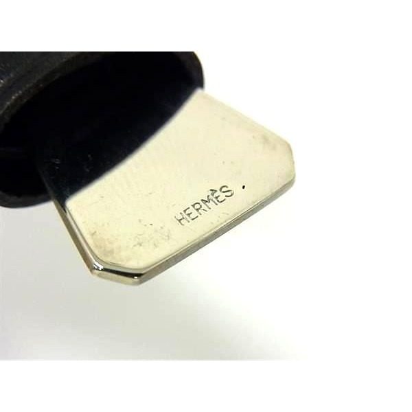 Hermes Mini Clochette Leather Silver Bag Charm Key Holder Black — view 3