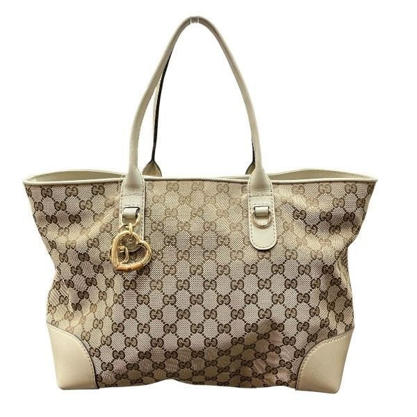 Gucci Canvas Leather Beige White Horsebit Tote X