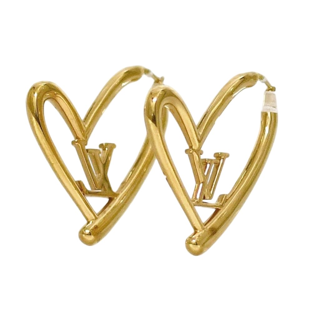 Louis Vuitton Single Earring Book le Reil Heart Foreign Love GM Hoop Metal Gold