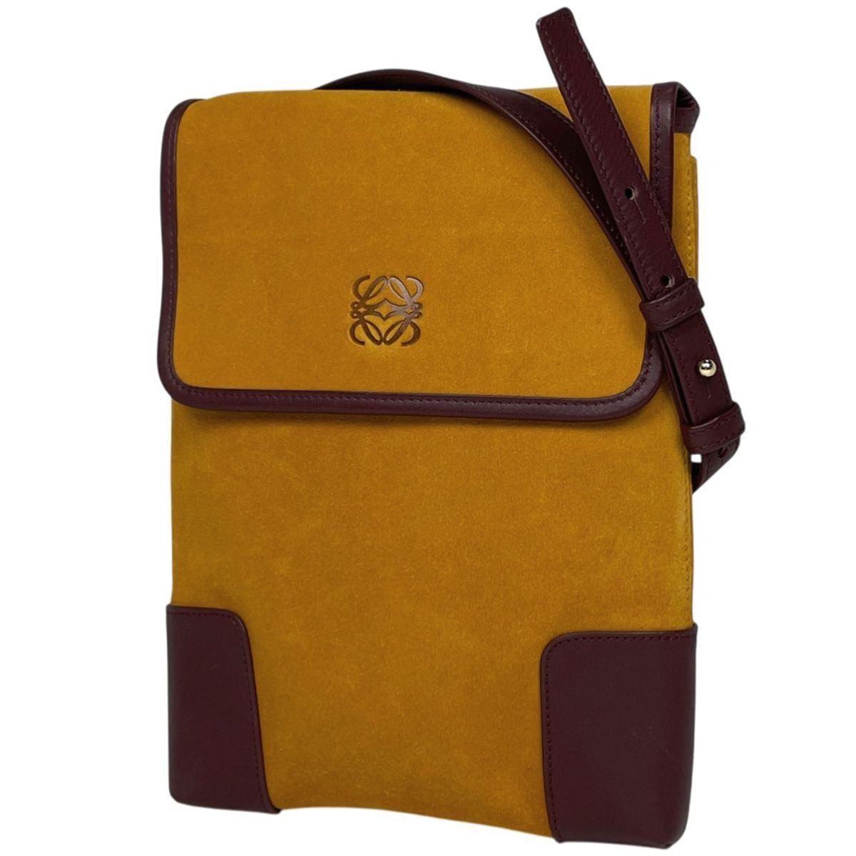 Loewe Anagram Shoulder Bag Crossbody Suede Yellow
