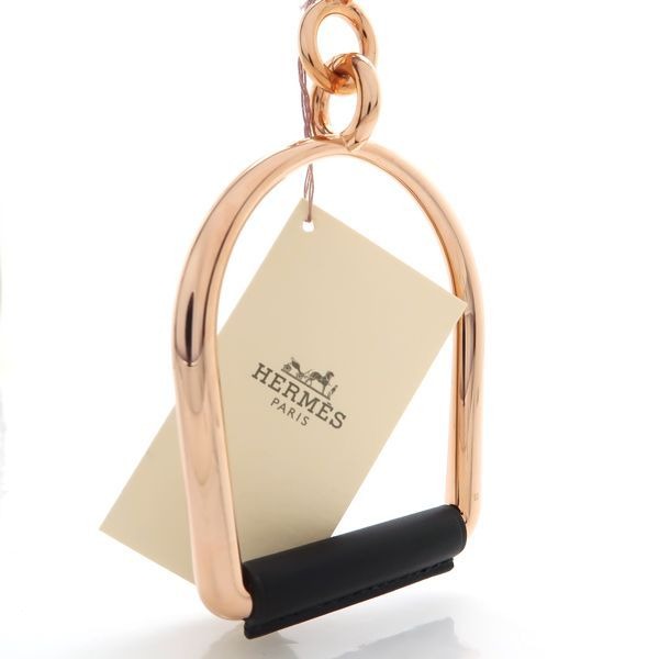 Hermes Equestre GM Necklace PG Pink Gold Black Leather Same As Box — view 2