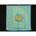 Hermes an Gre du Vent Carre 90 Silk Scarf Shawl Light Blue