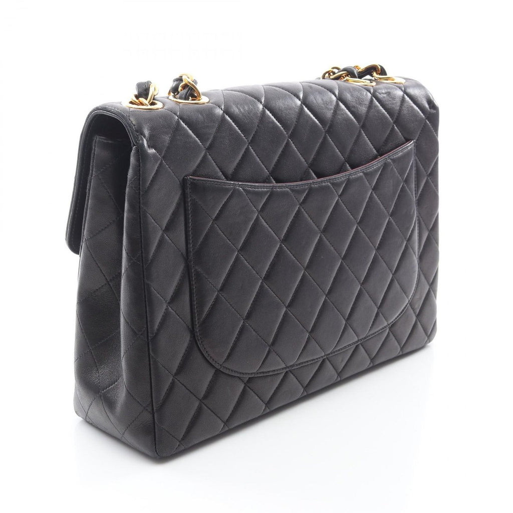 Chanel Shoulder Bag Big Quilted 30 Single Flap Black Lambskin — view 2