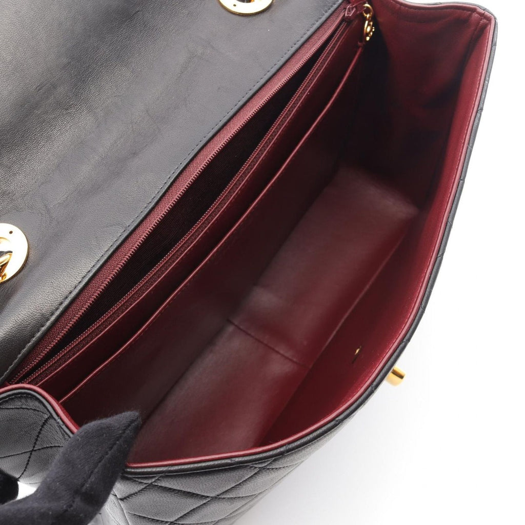 Chanel Shoulder Bag Big Quilted 30 Single Flap Black Lambskin — view 3