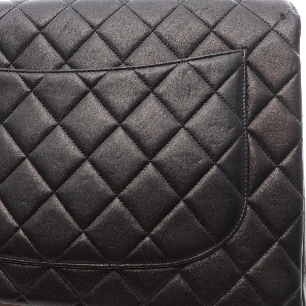 Chanel Shoulder Bag Big Quilted 30 Single Flap Black Lambskin — view 7