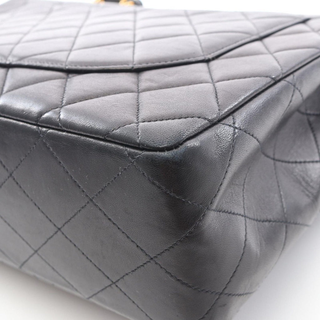 Chanel Shoulder Bag Big Quilted 30 Single Flap Black Lambskin — view 9