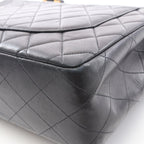 Chanel Shoulder Bag Big Quilted 30 Single Flap Black Lambskin — view 9