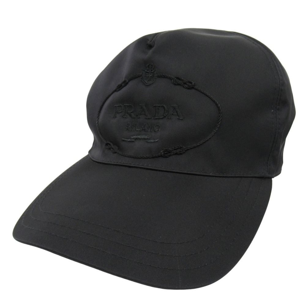 Prada Tessuto Nylon Baseball Cap Hat Logo Embroidery L Black