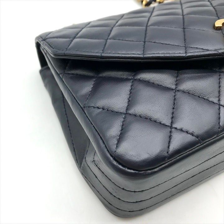 Chanel Quilted CC Logo Lambskin Turnlock Shoulder Bag Navy — view 5