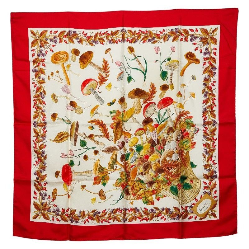 Gucci Vaccornero Botanical Red White Multicolor Silk