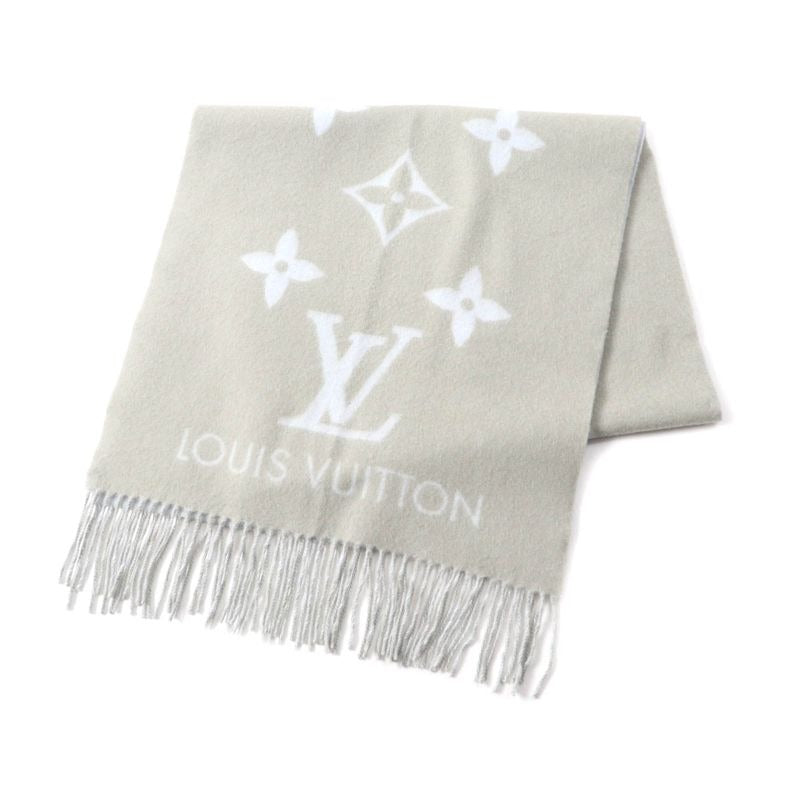 Louis Vuitton Echarpe Reykjavik 100% Cashmere Stole Grey Light Blue