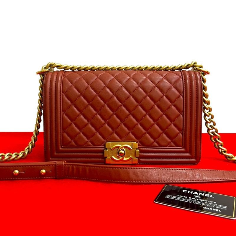 Chanel Boy Lambskin Chain Shoulder Bag — view 2