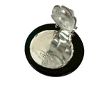 Chanel Vintage Coco Mark Motif Plastic Plated Earrings Black 96A — view 3