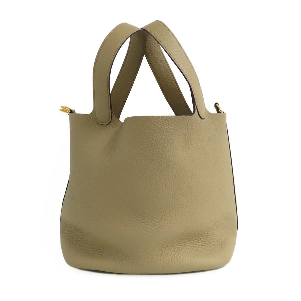 Hermes Picotin Lock MM 22 Beige Marfa Taurillon Clemence Gold Handbag