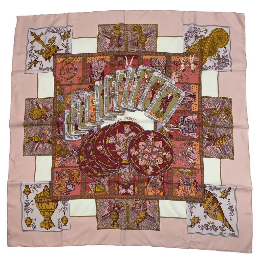 Hermes Scarf Silk Carre 90 le Tarot Card Pink — view 2