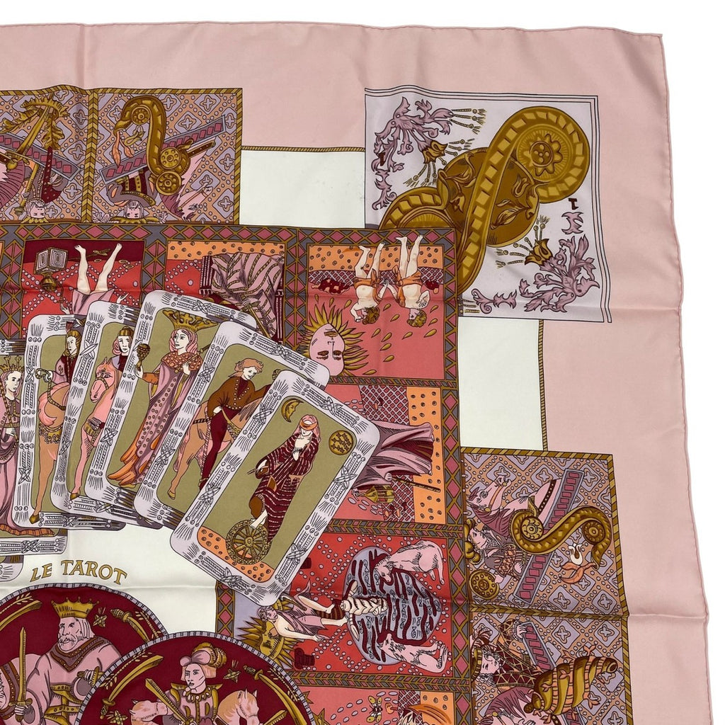 Hermes Scarf Silk Carre 90 le Tarot Card Pink — view 4
