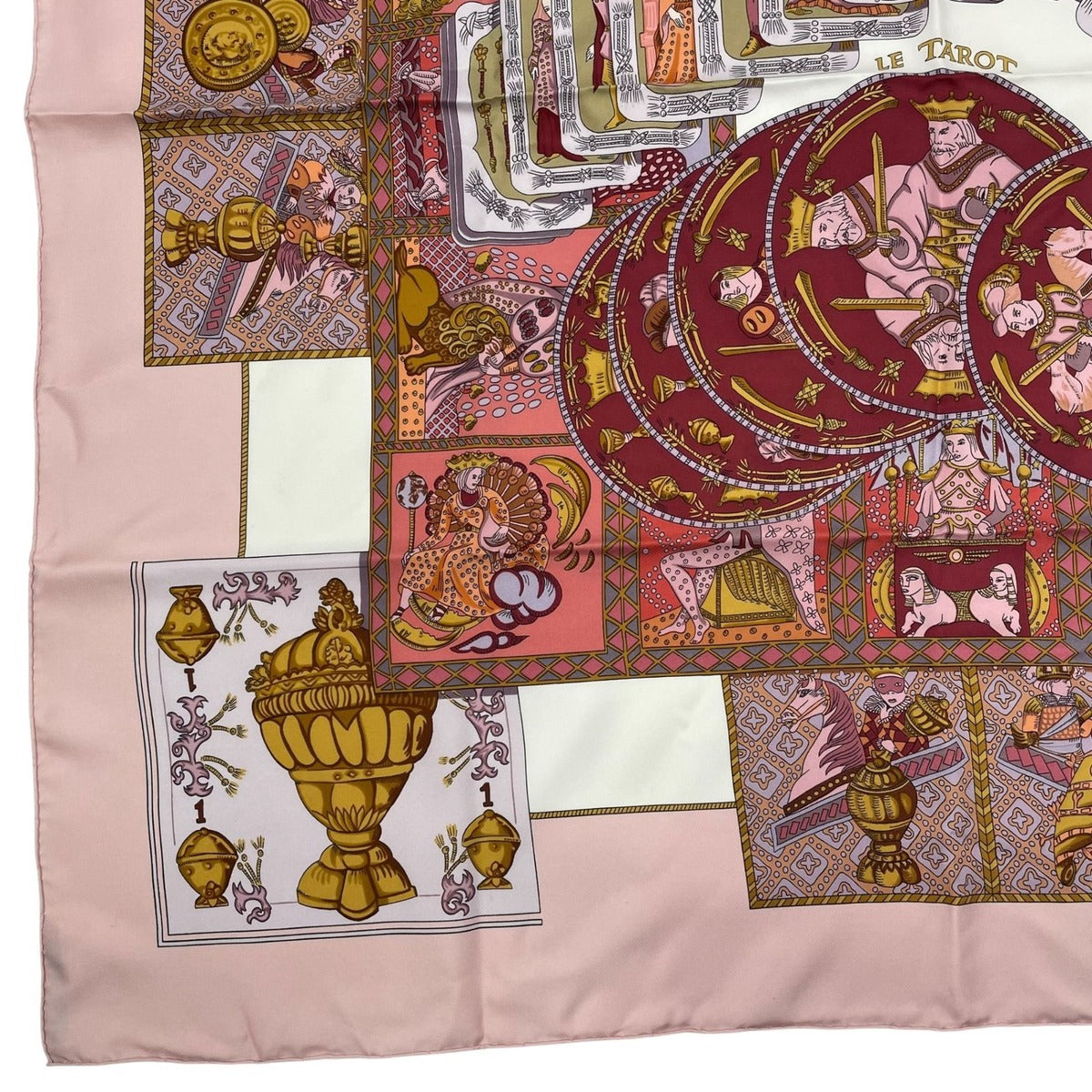 Hermes Scarf Silk Carre 90 le Tarot Card Pink — view 5