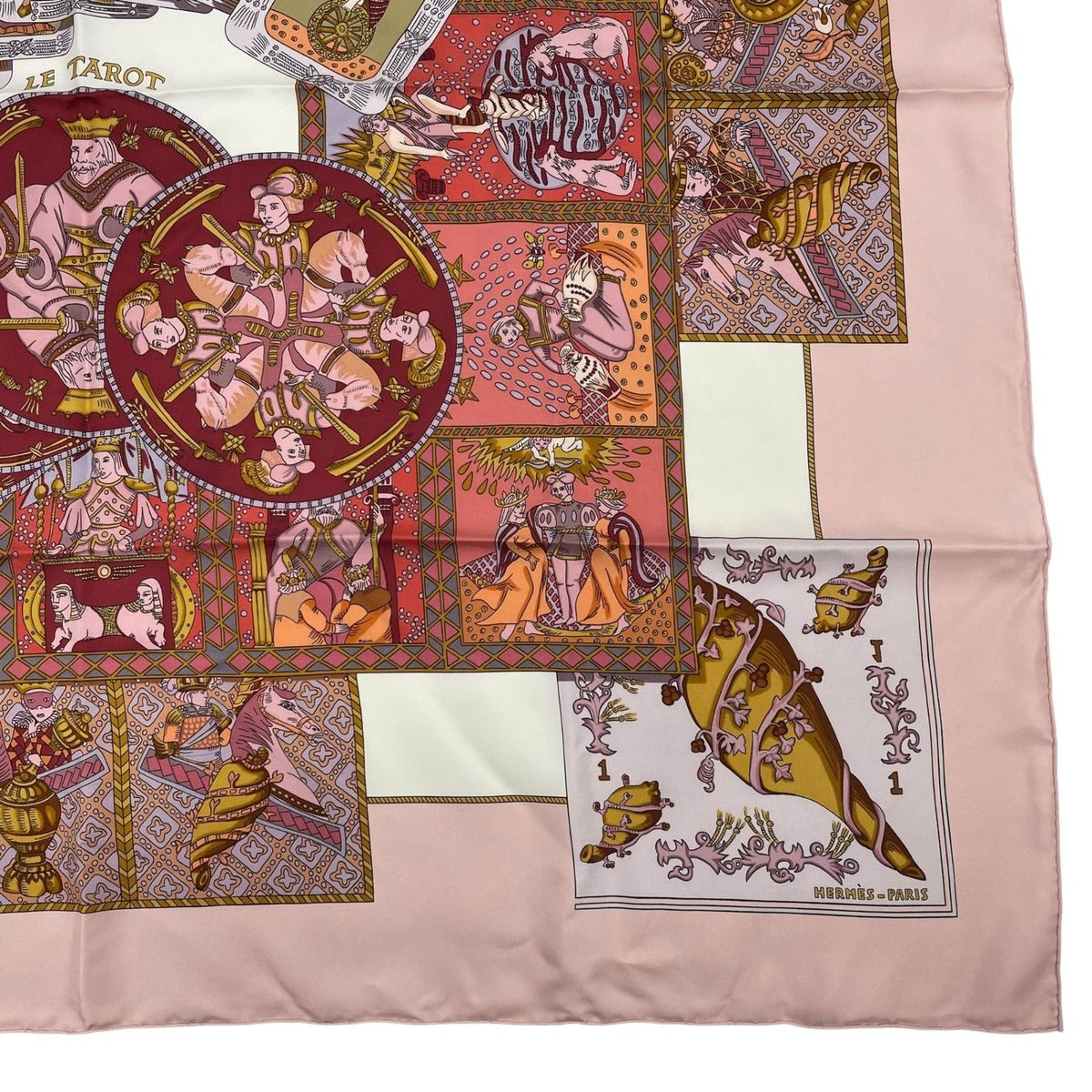 Hermes Scarf Silk Carre 90 le Tarot Card Pink — view 6