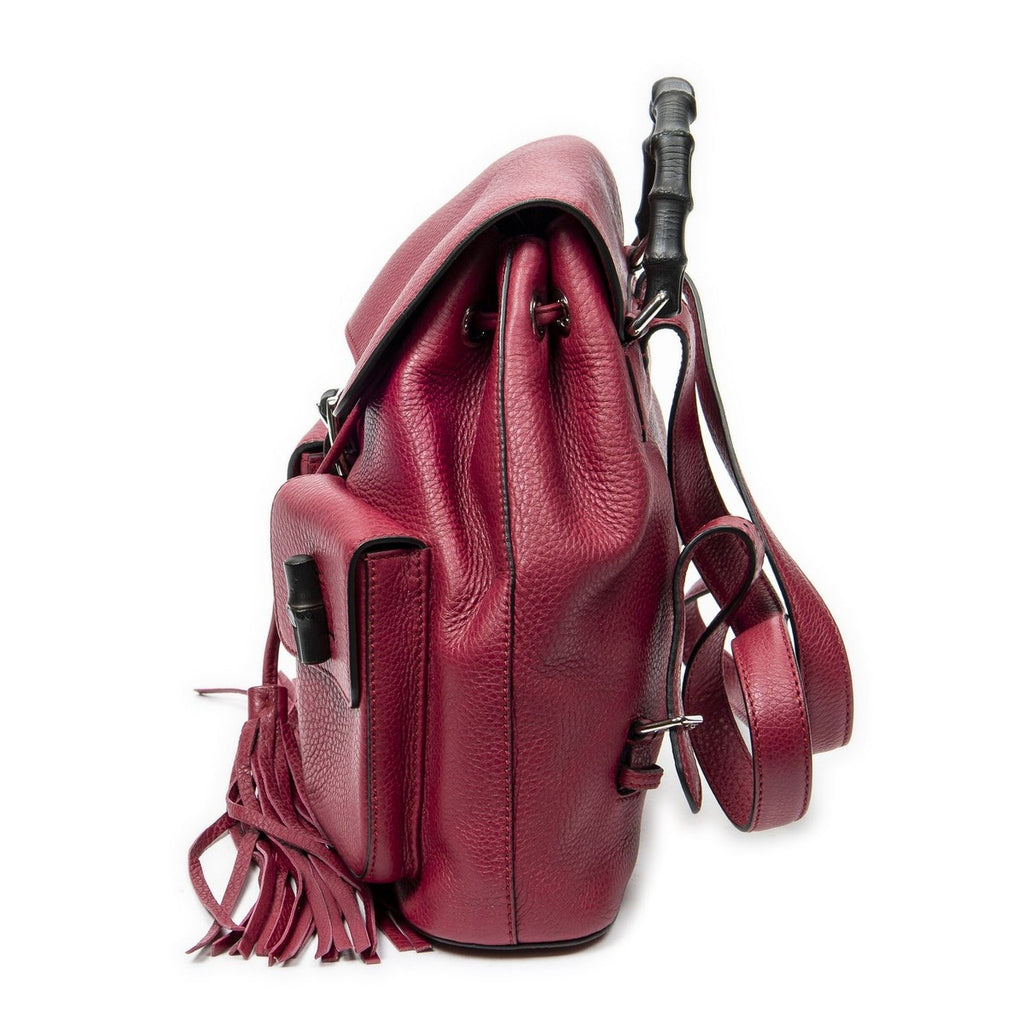 Gucci Bamboo Backpack Tassel Raspberry Pink Grain Calfskin Leather — view 3