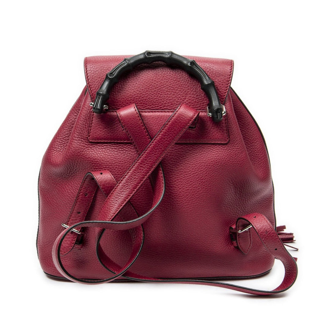 Gucci Bamboo Backpack Tassel Raspberry Pink Grain Calfskin Leather — view 5