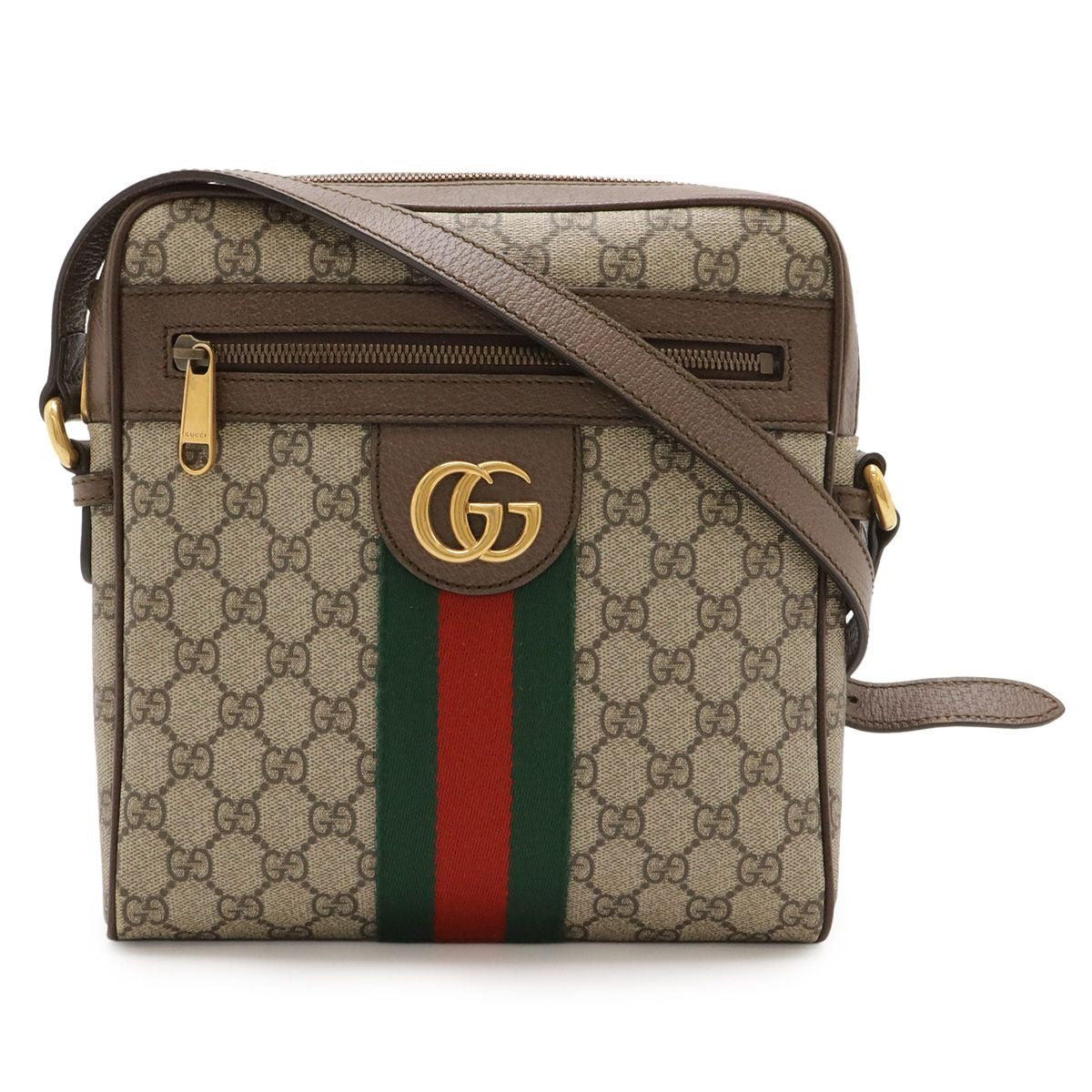 Gucci Ophidia Small Messenger Bag GG Supreme Sherry Line Leather Beige