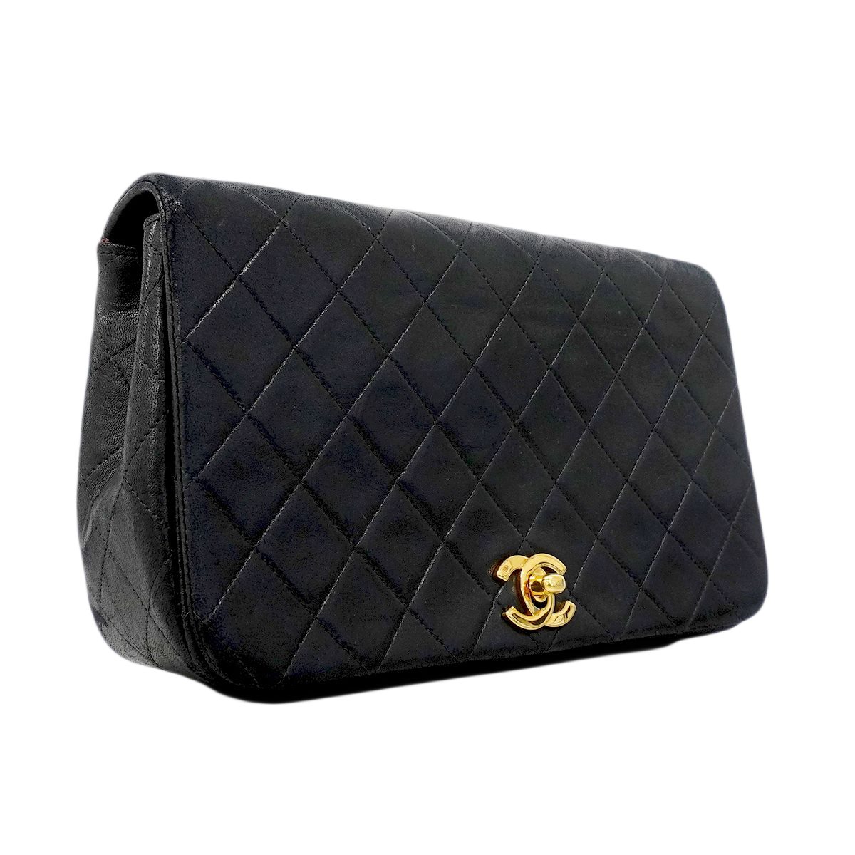 Chanel Shoulder Bag Quilted Lambskin Black Gold — view 2