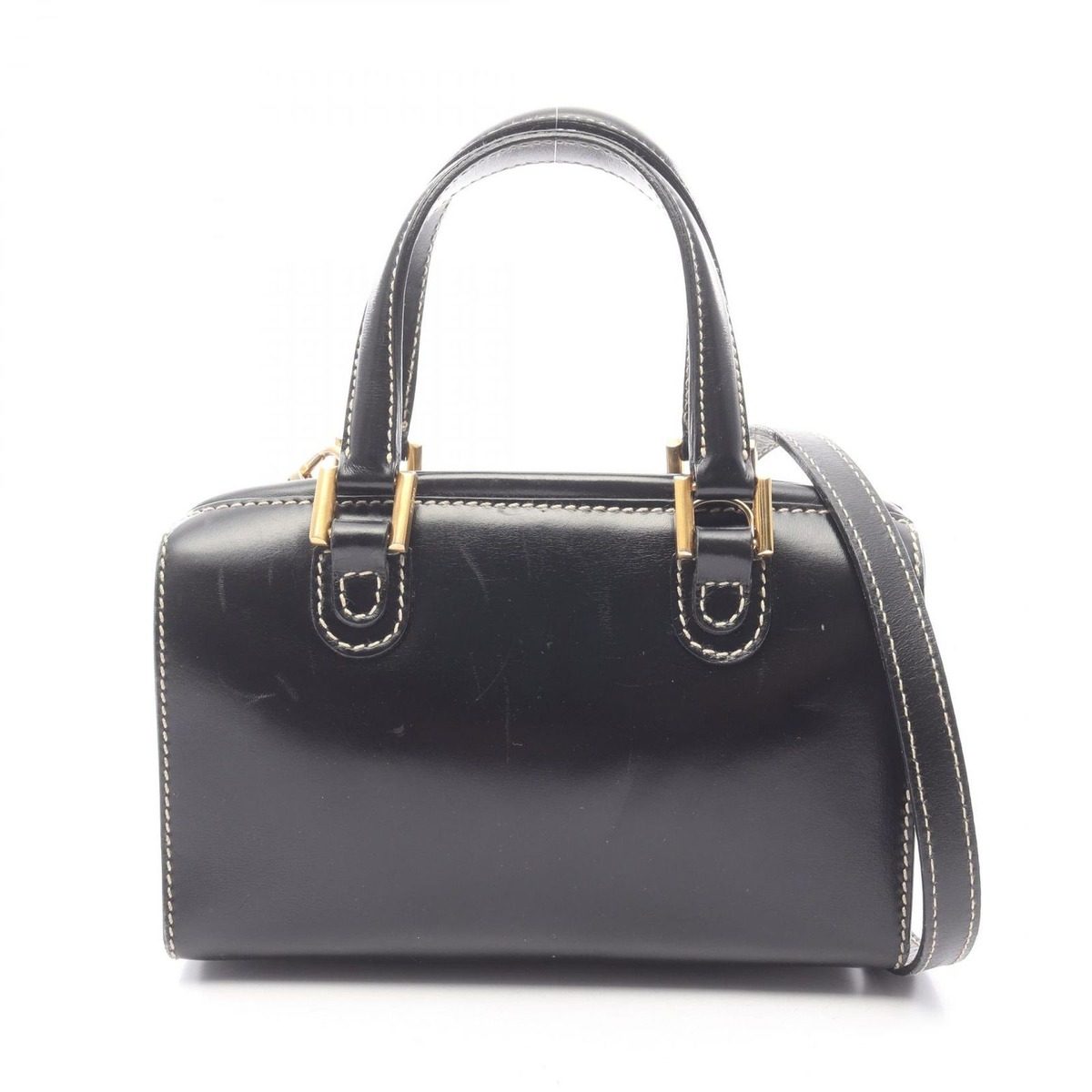 Fendi Handbag Black Leather 2-Way Shoulder