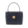 Celine Hand Bag Leather Navy Gold Vintage