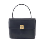 Celine Hand Bag Leather Navy Gold Vintage