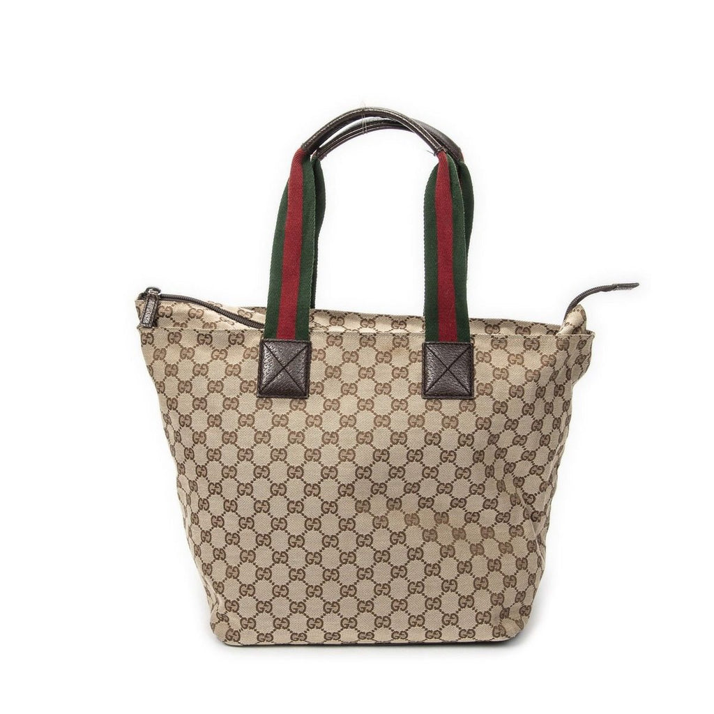Gucci Large Web Shopping Tote Beige Brown GG Canvas — view 5