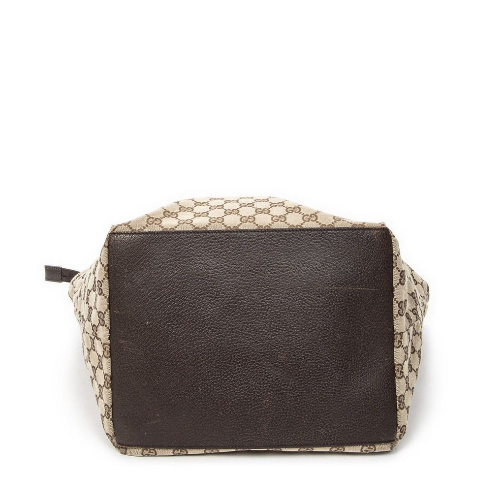 Gucci Large Web Shopping Tote Beige Brown GG Canvas — view 6
