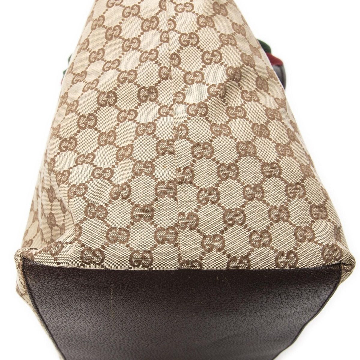 Gucci Large Web Shopping Tote Beige Brown GG Canvas — view 8