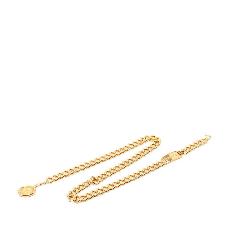 Chanel CC Logo 31 Rue Cambon Paris Plate Chain Belt Gold Plated